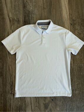 Twillory Sz L Men's White Performance Stretch Golf Polo with Contrast Collar